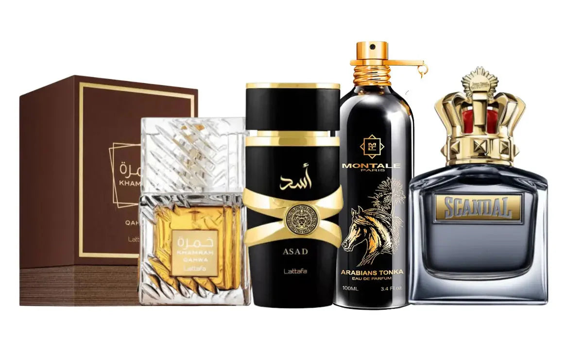 Zestaw 4 perfum | Khamrah, Scandal Men, Asad, Arabians Tonka
