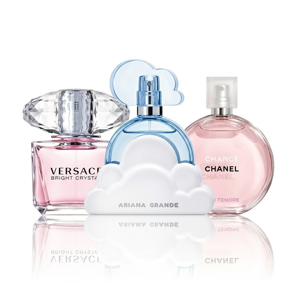 Chanel Chance Eau Tendre, Versace Bright Crystal e Ariana Grande Cloud