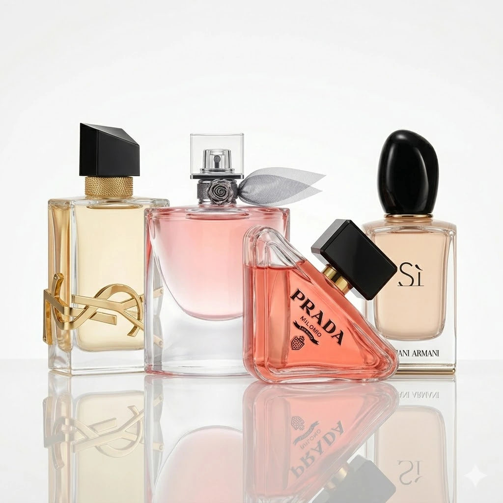 Zestaw 4 perfum | YSL Libre, Lancôme La Vie Est Belle, Prada Paradoxe, Armani Sì.